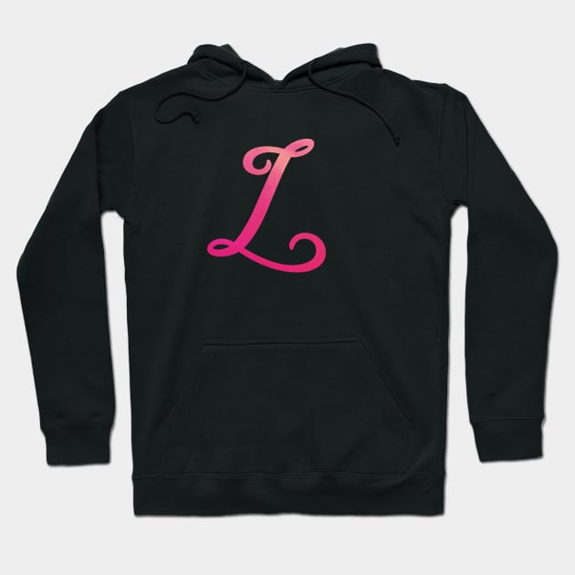 Letter L Monogram, Pink Color Personalized Design Hoodie by Star58